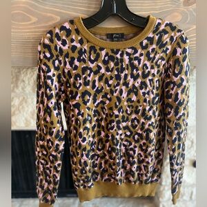 J Crew - Navy and olive green leopard print sweater, XXS